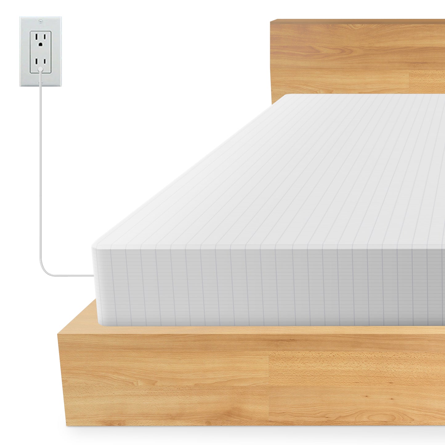 Earthing & Grounding Fitted Bed Sheet with Grounding Cord White